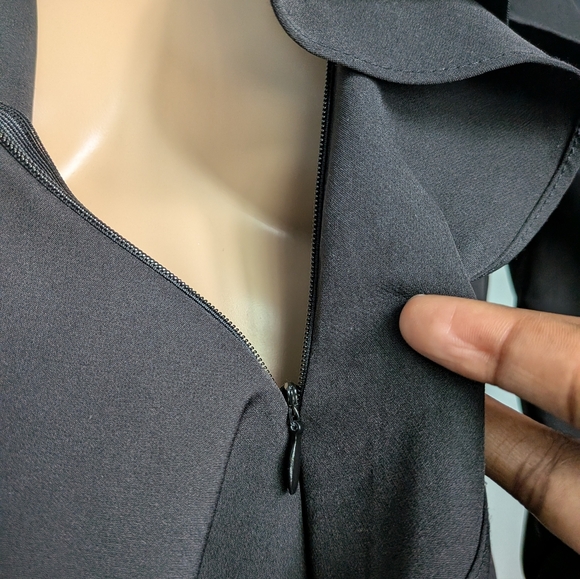 Gracia Black Ruffle Long-sleeve Blouse, Size M- Excellent Condition! Gold Detail - Picture 6 of 13